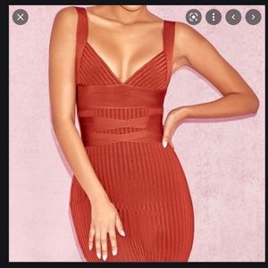 House Of CB, 'Charmagne' Rust Bandage Dress, Size M